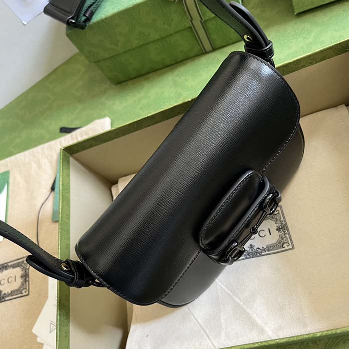 G*u*i gg women horsebit 1955 small shoulder bag black leather
