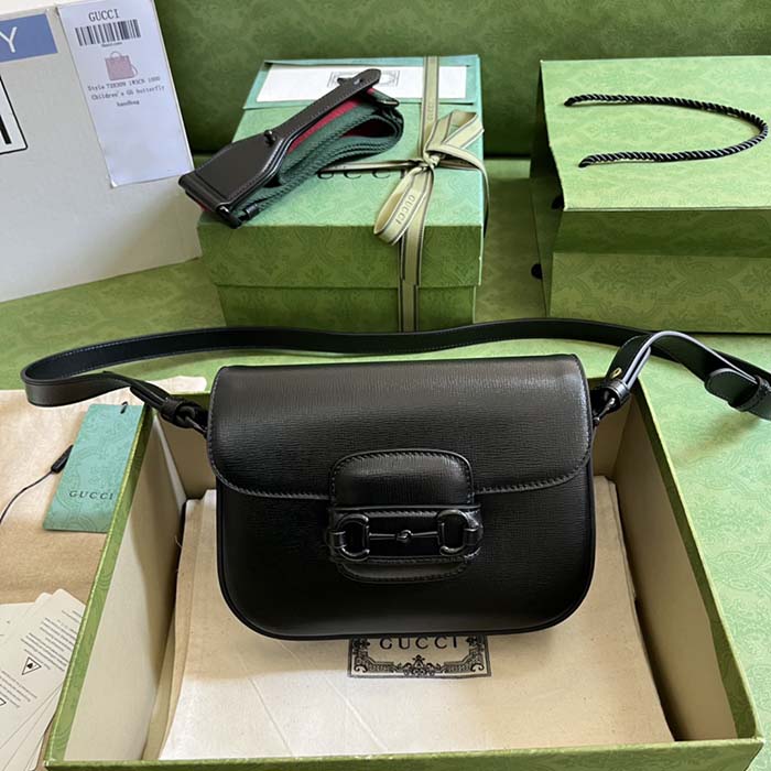 G*u*i gg women horsebit 1955 small shoulder bag black leather