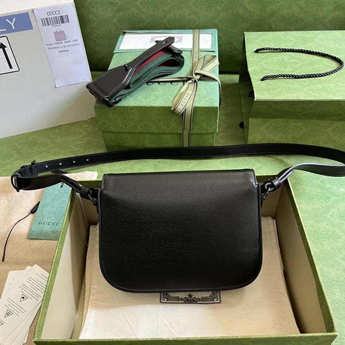 G*u*i gg women horsebit 1955 small shoulder bag black leather