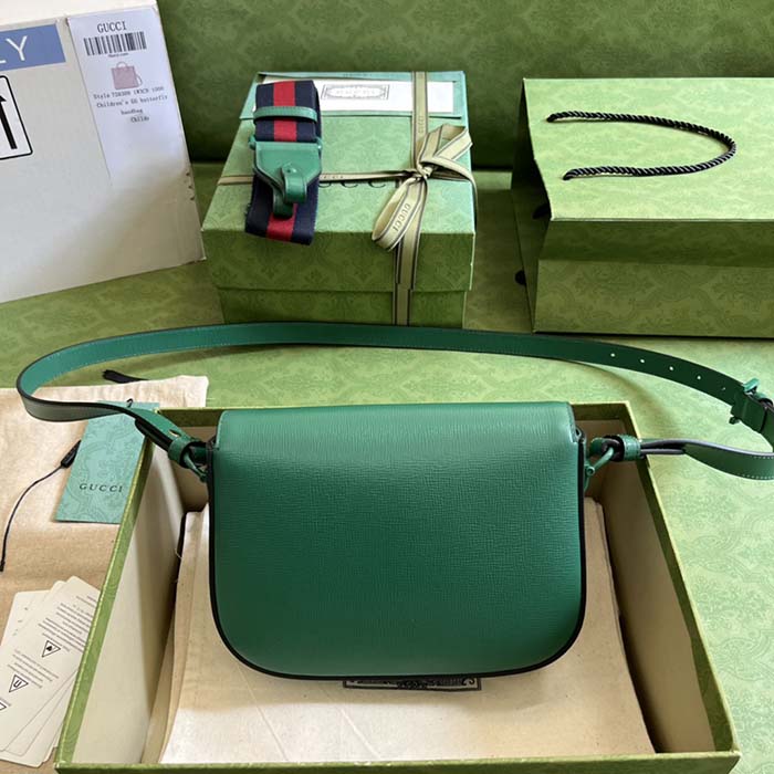 G*u*i gg women horsebit 1955 small shoulder bag green leather horsebit detail