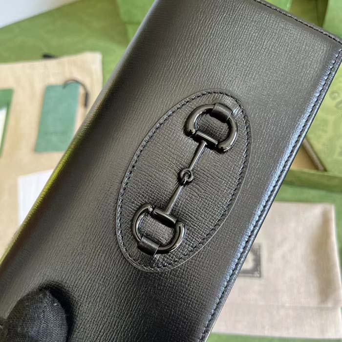 G*u*i gg women horsebit 1955 wallet chain black leather black brass hardware
