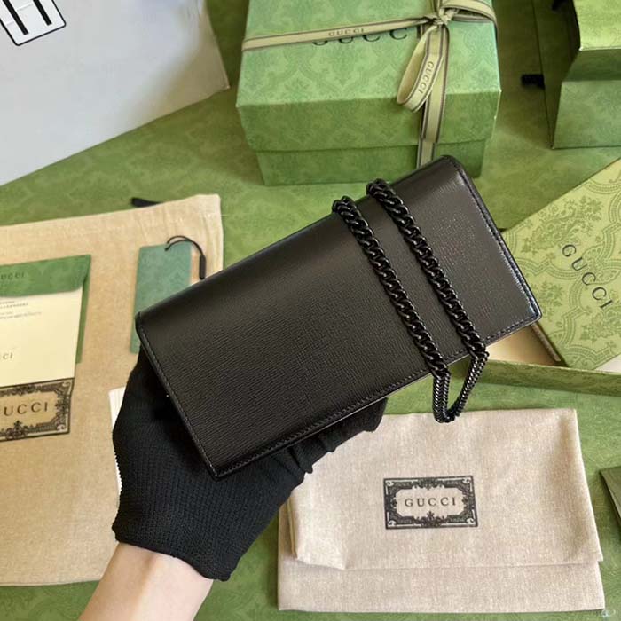 G*u*i gg women horsebit 1955 wallet chain black leather black brass hardware