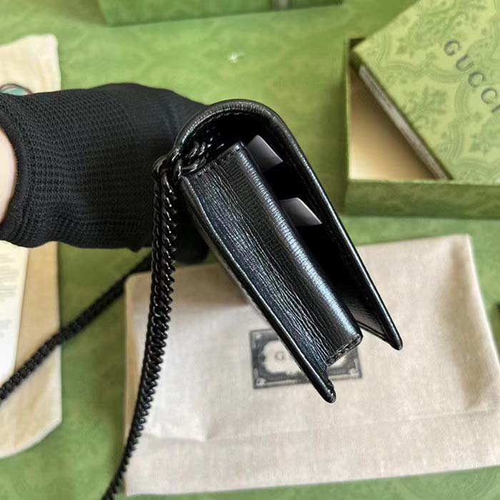 G*u*i gg women horsebit 1955 wallet chain black leather black brass hardware