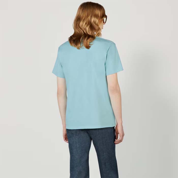 G*u*i men gg ha ha ha cherry t-shirt light blue medium cotton jersey crewneck