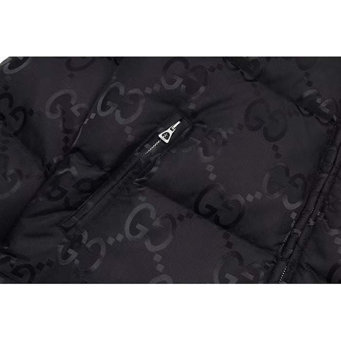 G*u*i men jumbo gg canvas down jacket black jumbo gg nylon canvas