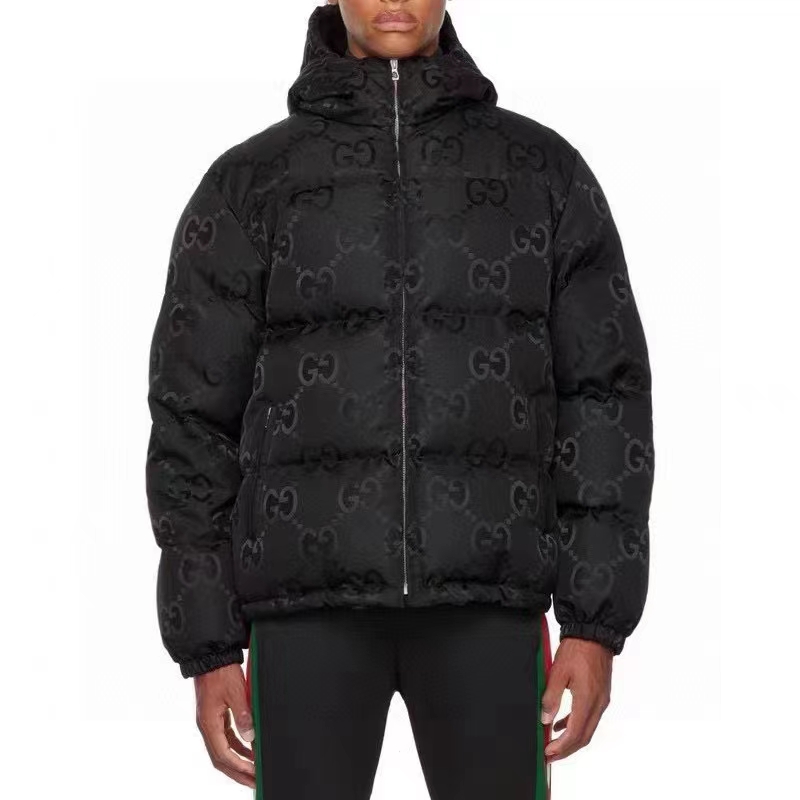 G*u*i men jumbo gg canvas down jacket black jumbo gg nylon canvas