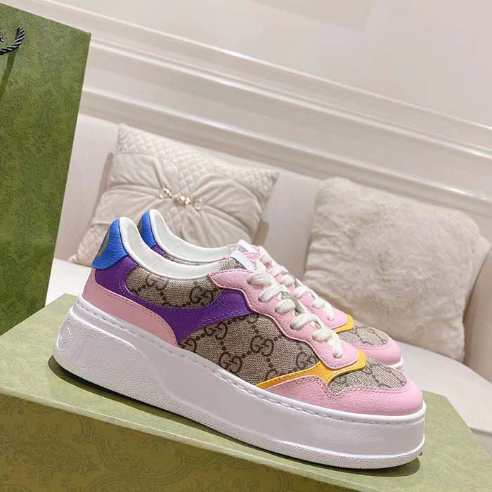 G*u*i unisex gg sneaker beige ebony gg supreme canvas mid heel 5.6 cm heel