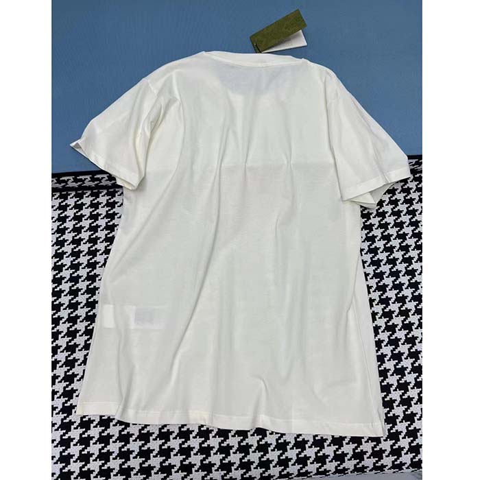 G*u*i women gg vintage logo print t-shirt off white cotton jersey crewneck