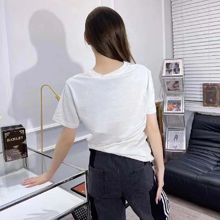 G*u*i women gg vintage logo print t-shirt off white cotton jersey crewneck