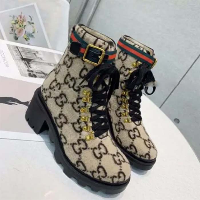 G*u*i women G*u*i zumi gg wool ankle boot beige ebony gg wool