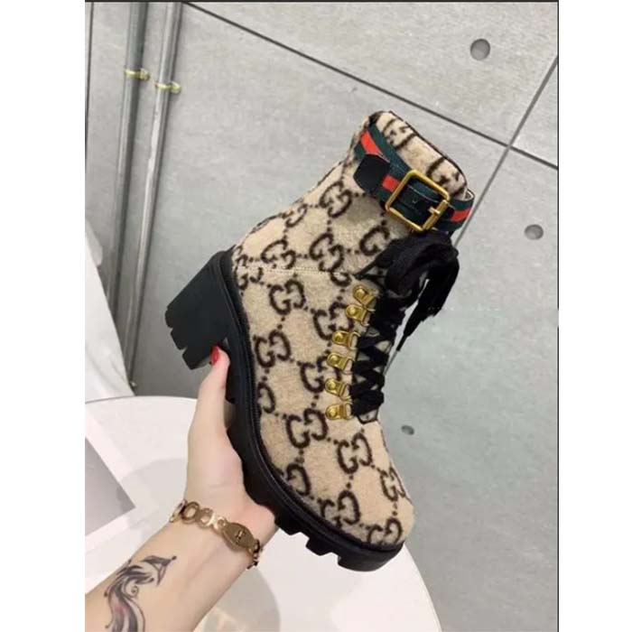 G*u*i women G*u*i zumi gg wool ankle boot beige ebony gg wool