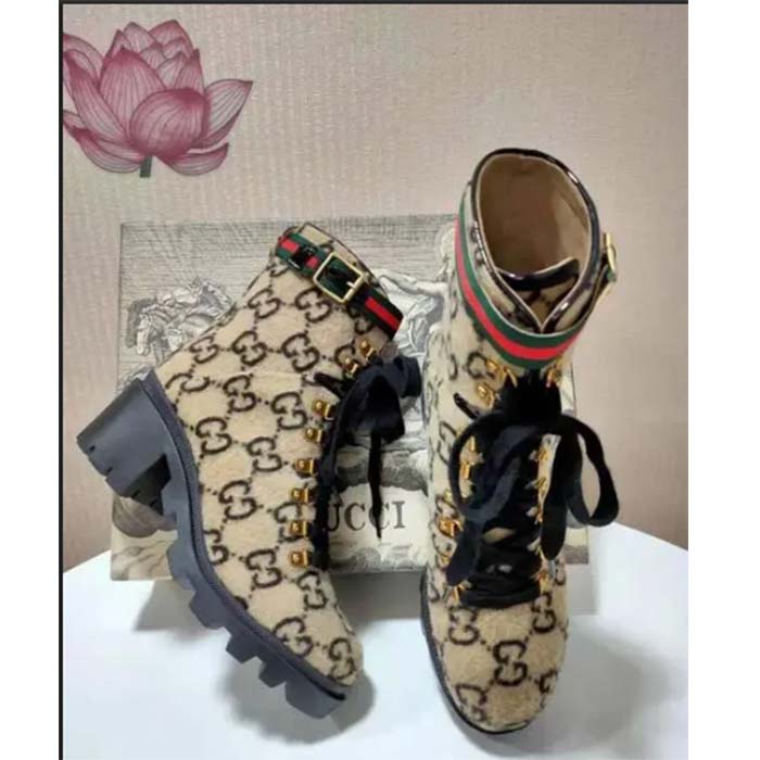 G*u*i women G*u*i zumi gg wool ankle boot beige ebony gg wool