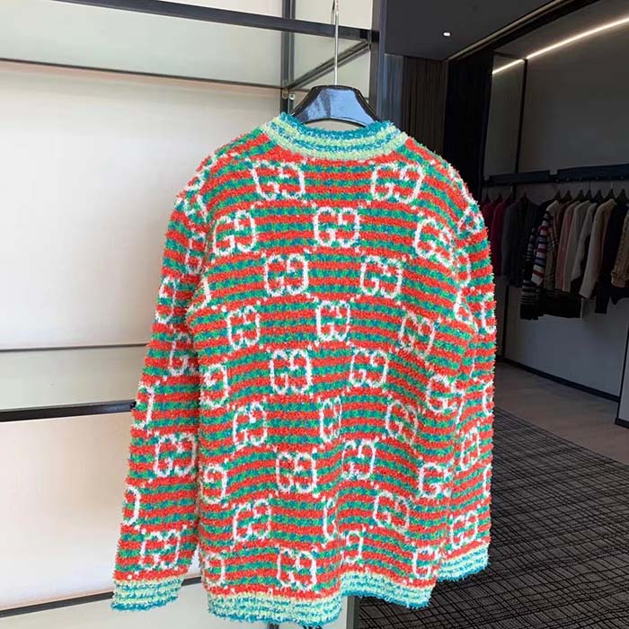 G*u*i men maxi gg cotton cardigan red green long sleeves v-neck