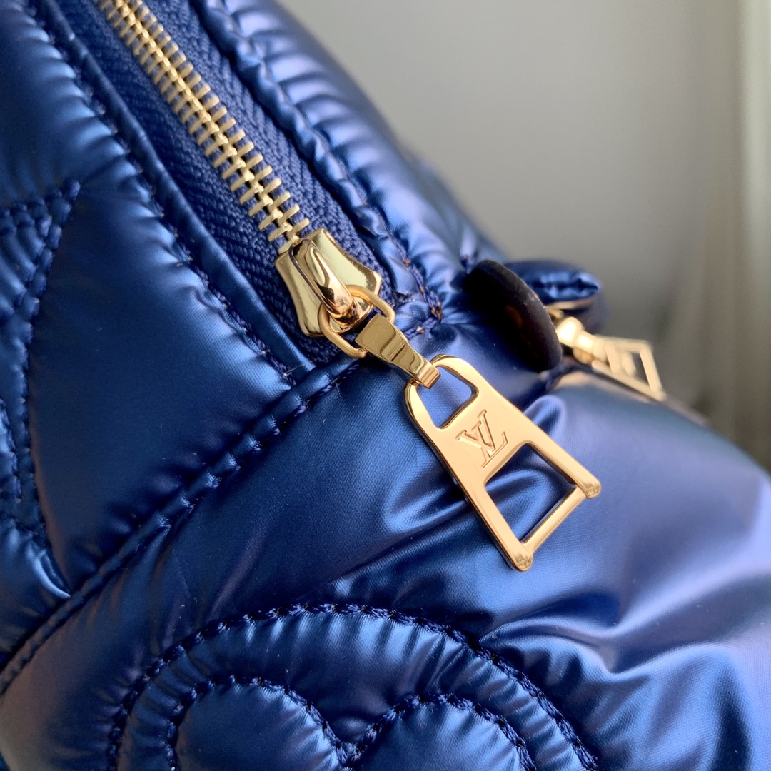 Louis Vuitton LV Unisex Pillow Palm Springs Mini Backpack Navy Blue Recycled Metallic Nylon