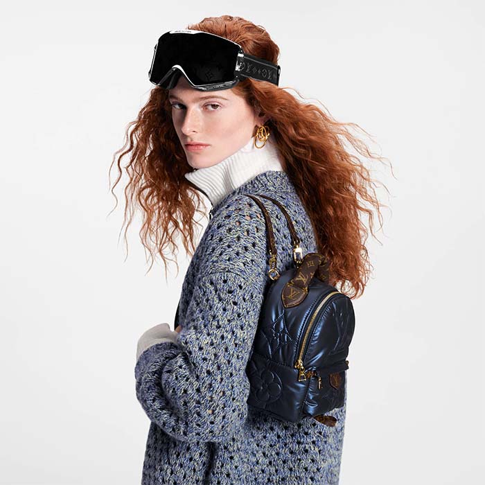 Louis Vuitton LV Unisex Pillow Palm Springs Mini Backpack Navy Blue Recycled Metallic Nylon