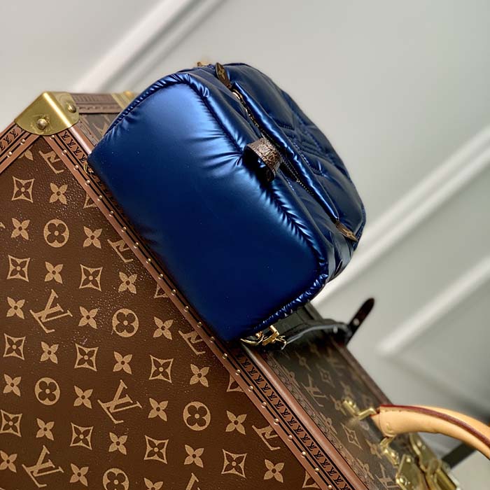 Louis Vuitton LV Unisex Pillow Palm Springs Mini Backpack Navy Blue Recycled Metallic Nylon