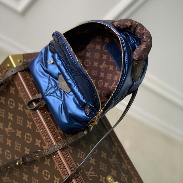 Louis Vuitton LV Unisex Pillow Palm Springs Mini Backpack Navy Blue Recycled Metallic Nylon