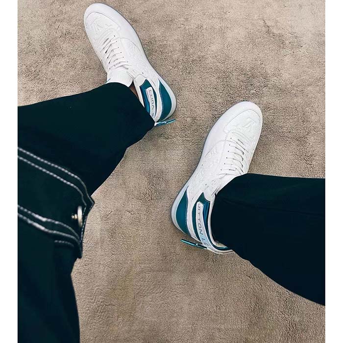 Louis Vuitton LV Unisex Rivoli Sneaker Boot Blue White Calf Leather Monogram Canvas