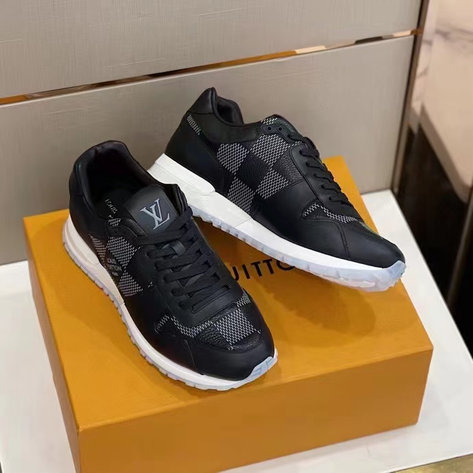 Louis Vuitton LV Unisex Run Away Sneaker Black Maxi Damier Embossed Grained Calf
