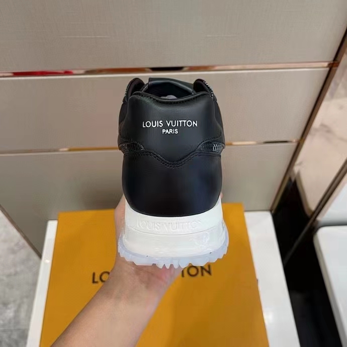 Louis Vuitton LV Unisex Run Away Sneaker Black Maxi Damier Embossed Grained Calf