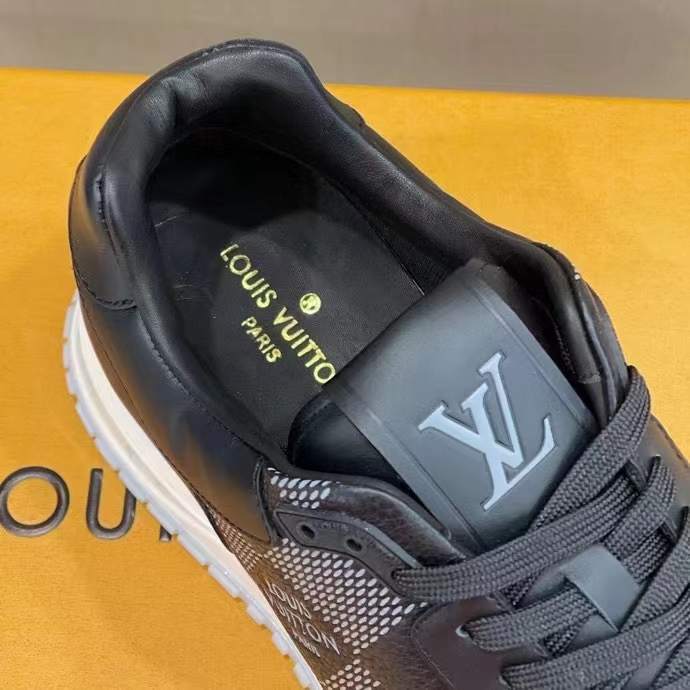 Louis Vuitton LV Unisex Run Away Sneaker Black Maxi Damier Embossed Grained Calf