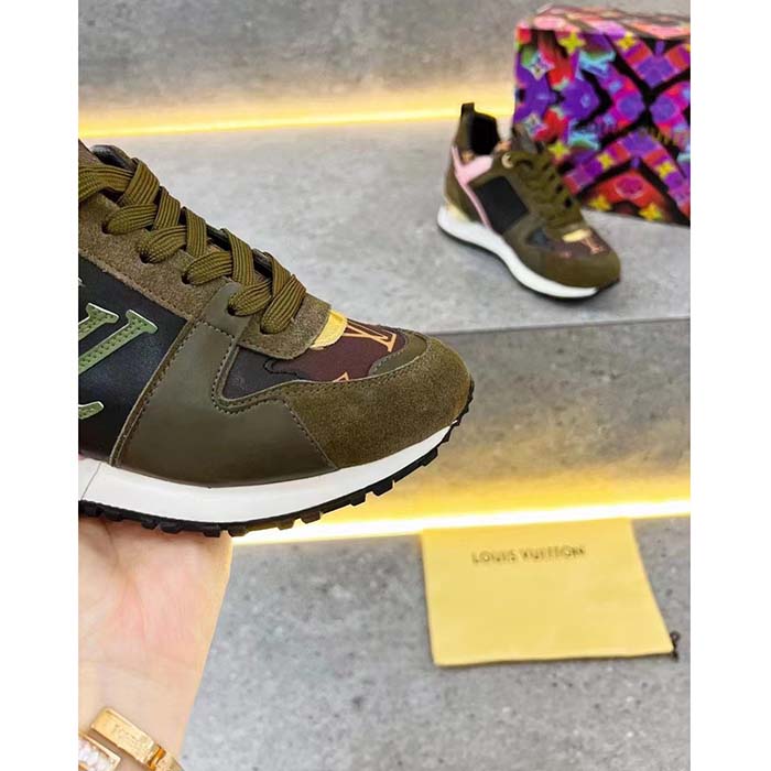 Louis Vuitton LV Unisex Run Away Sneaker Khaki Green Suede Calf Leather Monogram