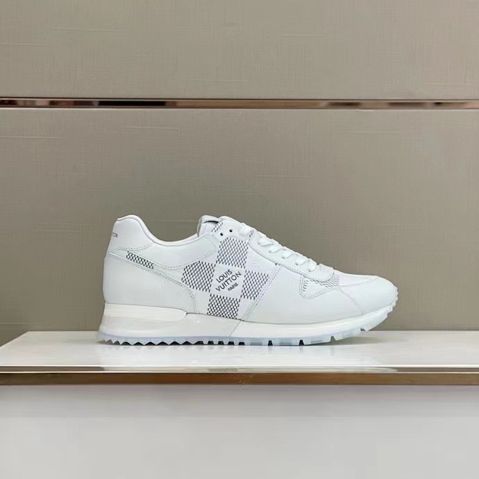 Louis Vuitton LV Unisex Run Away Sneaker White Maxi Damier Embossed Grained Calf