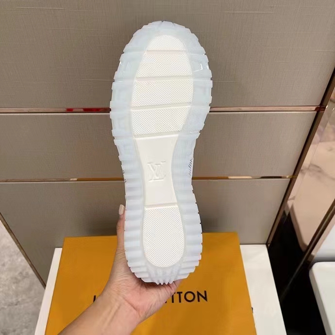 Louis Vuitton LV Unisex Run Away Sneaker White Maxi Damier Embossed Grained Calf