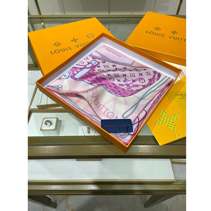 Louis Vuitton LV Women Kit 90 Square Sunrise Pastel Silk Print Monogram Pattern