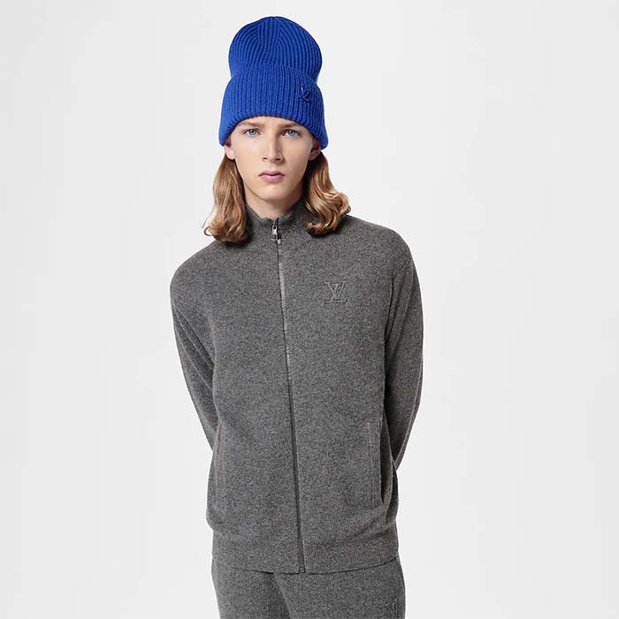 Louis Vuitton Unisex LV Ahead Beanie One Size Blue Cashmere Enamel Initials
