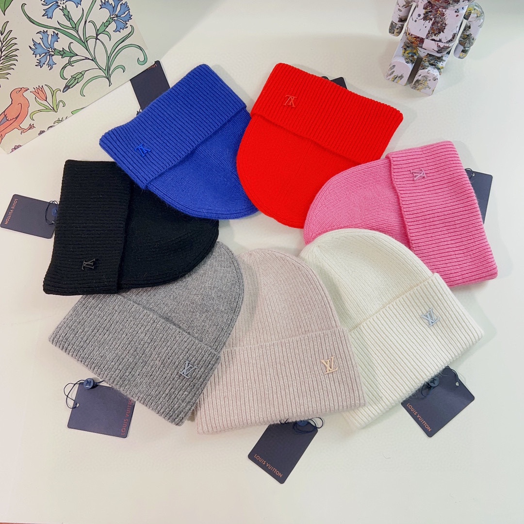 Louis Vuitton Unisex LV Ahead Beanie One Size Blue Cashmere Enamel Initials