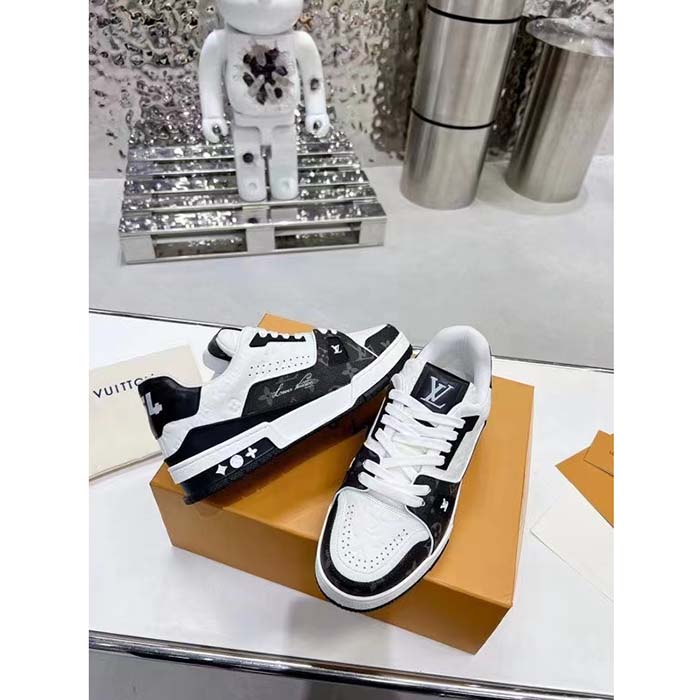 Louis Vuitton Unisex LV Trainer Sneaker Black Mini Monogram Embossed Calf Leather