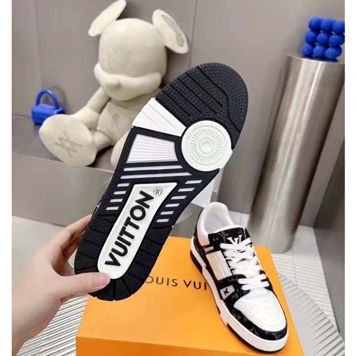 Louis Vuitton Unisex LV Trainer Sneaker Black Monogram Denim Monogram Embossed Grained Calf
