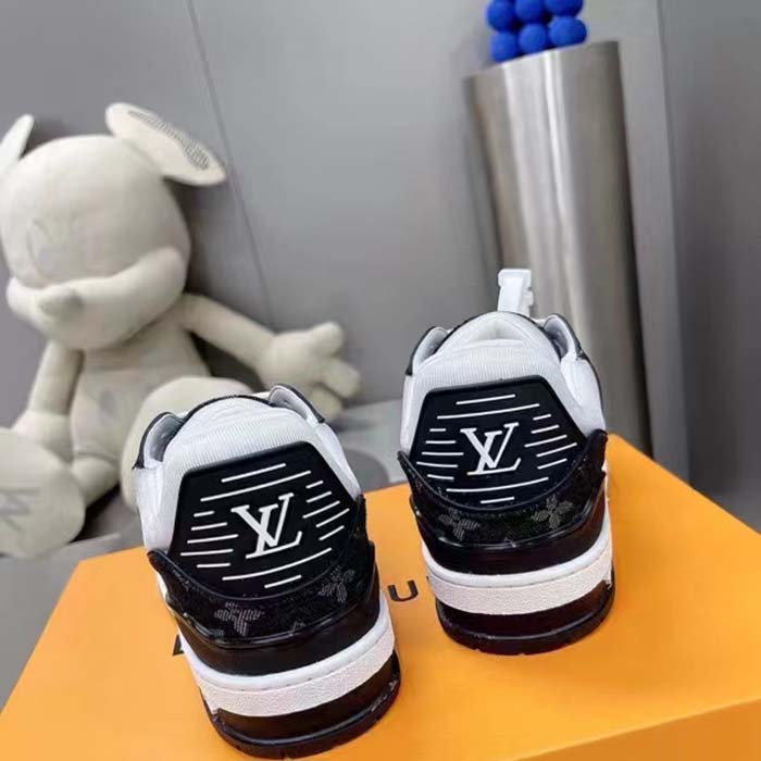 Louis Vuitton Unisex LV Trainer Sneaker Black Monogram Denim Monogram Embossed Grained Calf