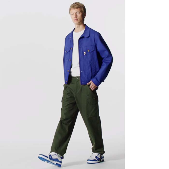 Louis Vuitton Unisex LV Trainer Sneaker Blue Mini Monogram Embossed Calf Leather