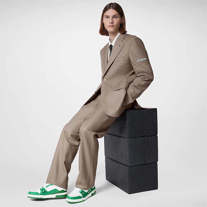 Louis Vuitton Unisex LV Trainer Sneaker Green Mini Monogram Embossed Calf Leather