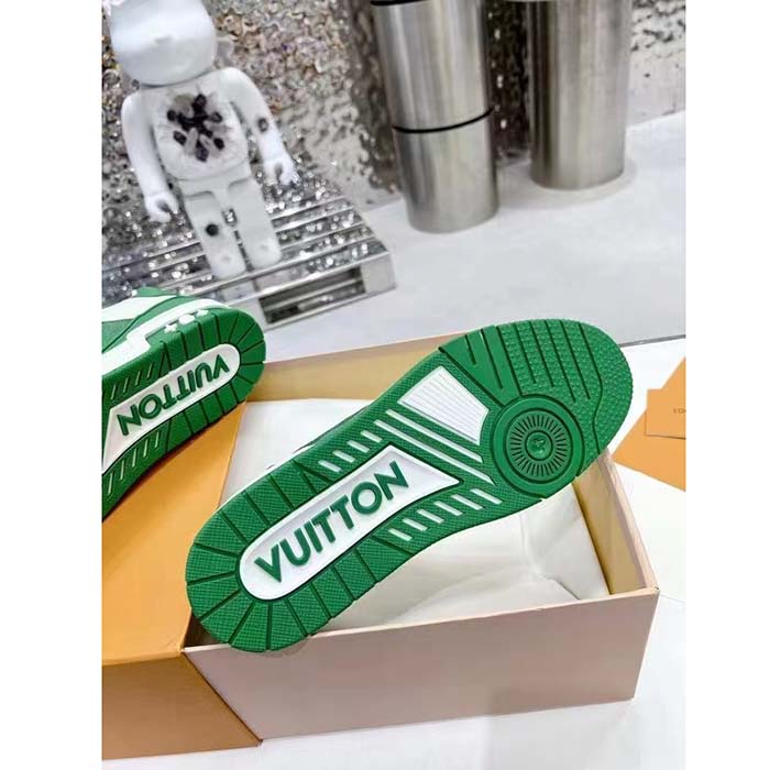 Louis Vuitton Unisex LV Trainer Sneaker Green Mini Monogram Embossed Calf Leather