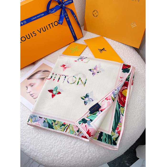 Louis Vuitton Women LV Garden Square 90 White Silk Inkjet Print Garden