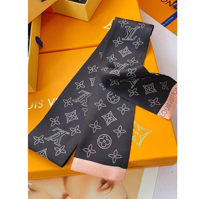 Louis Vuitton Women LV Mahina Flight Mode Classic Bandeau Black Silk Inkjet Monogram