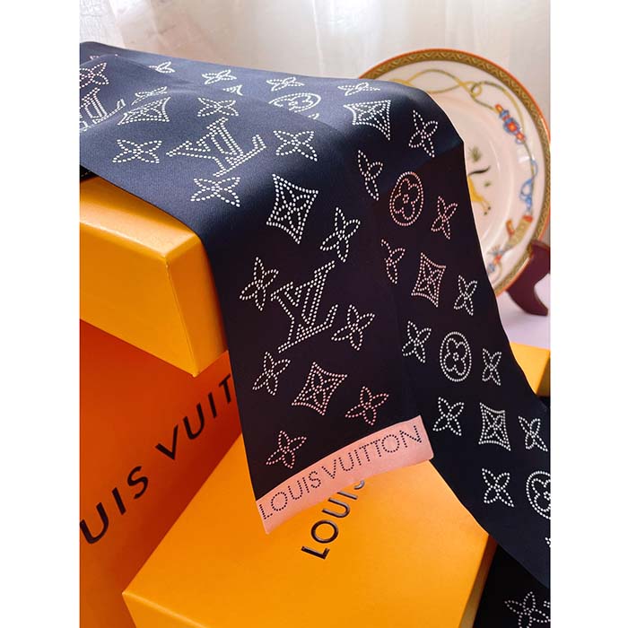 Louis Vuitton Women LV Mahina Flight Mode Classic Bandeau Black Silk Inkjet Monogram