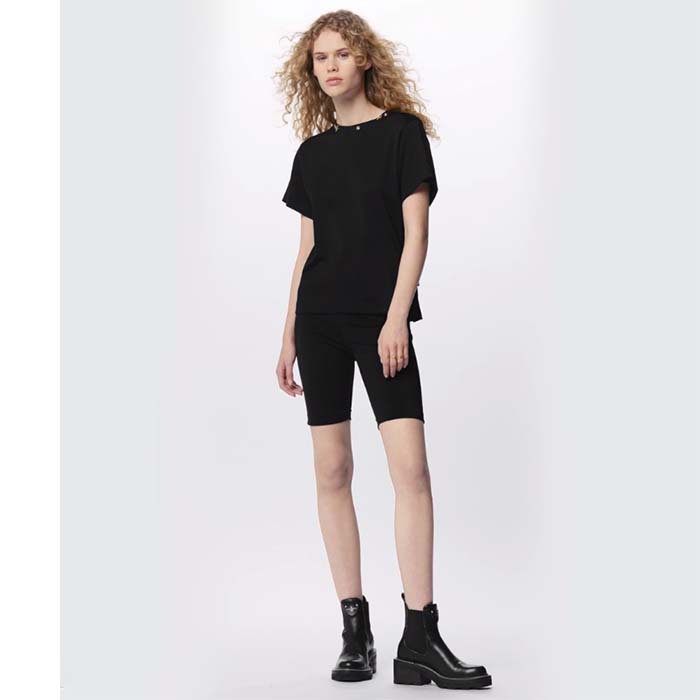 Louis Vuitton Women LV Side Strap T-Shirt Cotton Black Regular Fit