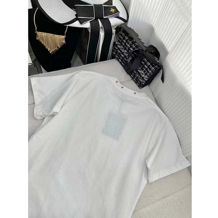 Louis Vuitton Men LV Side Strap T-Shirt Cotton White Regular Fit