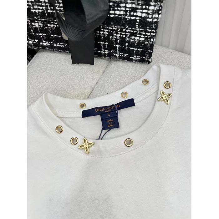 Louis Vuitton Men LV Side Strap T-Shirt Cotton White Regular Fit