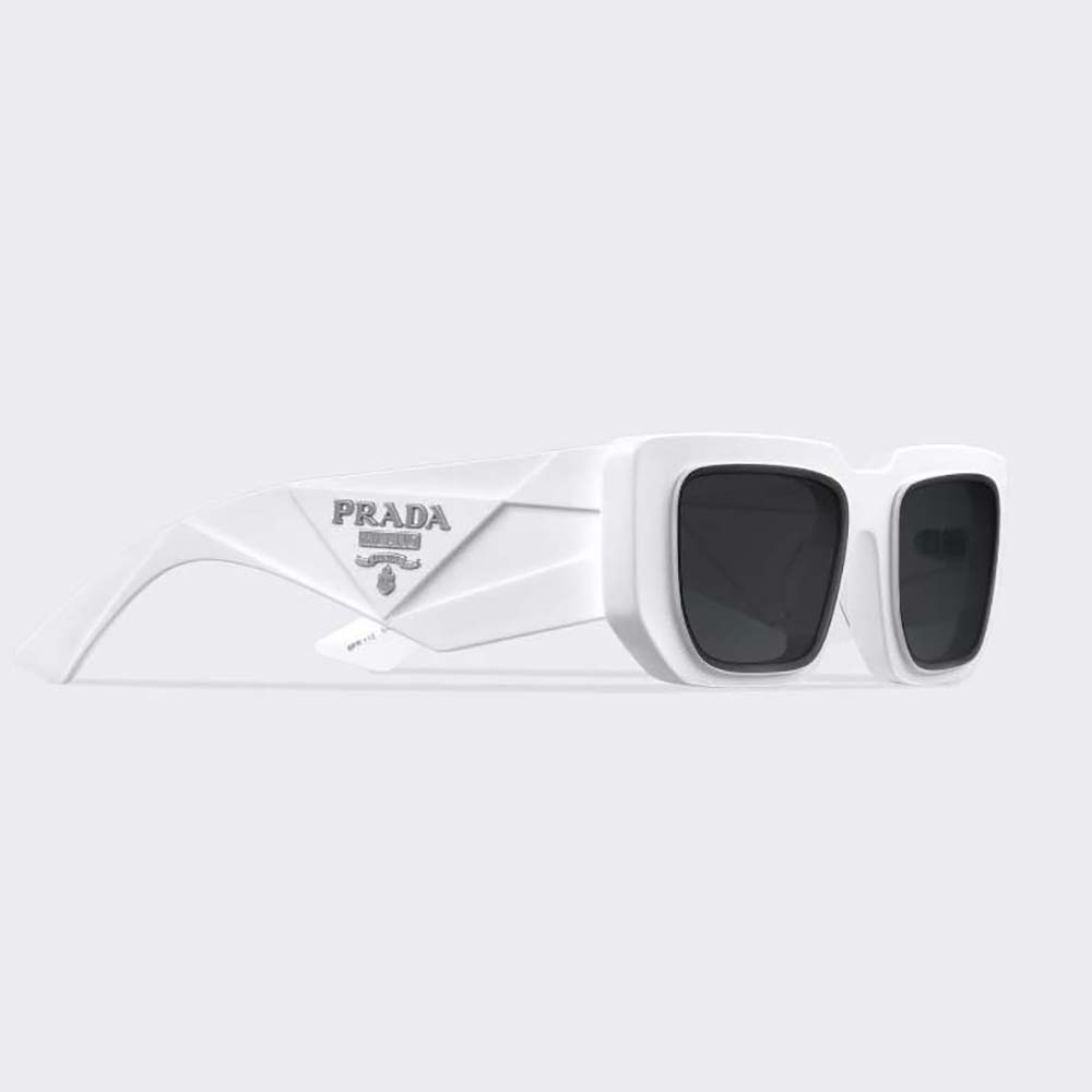 Prada Women Symbole Sunglasses with Traditional Prada Triangle Logo-White