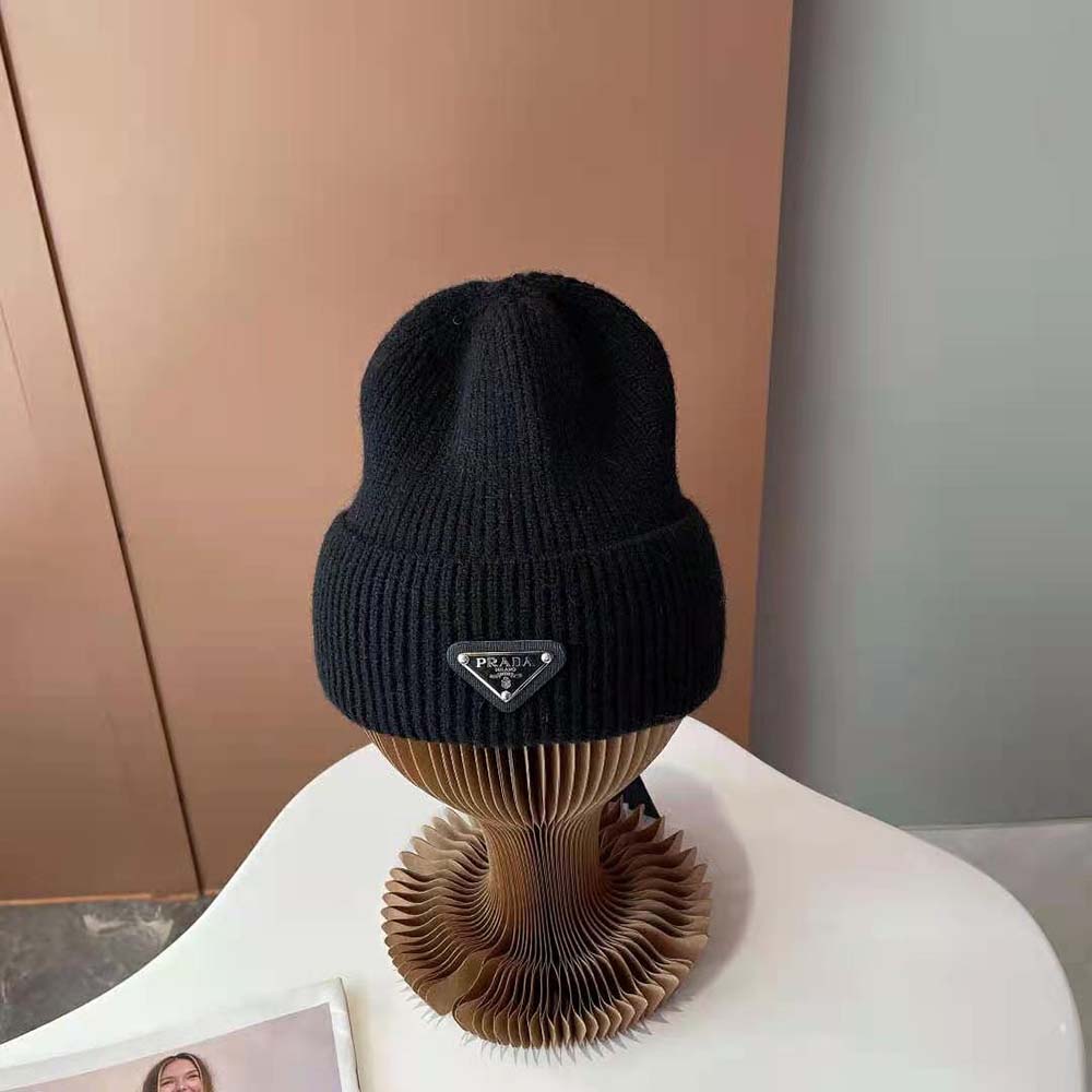 Prada Women Wool and Cashmere Beanie-Black
