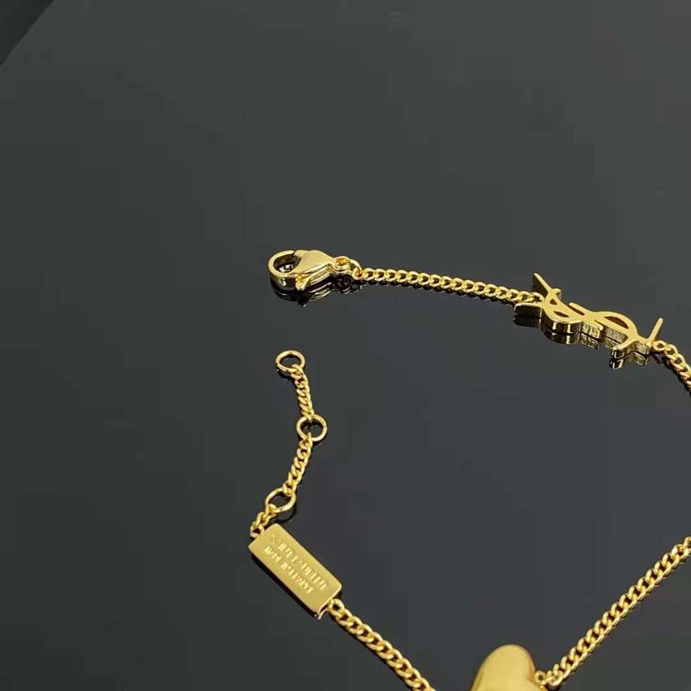 Saint Laurent YSL Women Opyum Heart Charm Bracelet in Metal