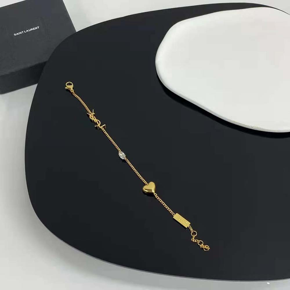Saint Laurent YSL Women Opyum Heart Charm Bracelet in Metal