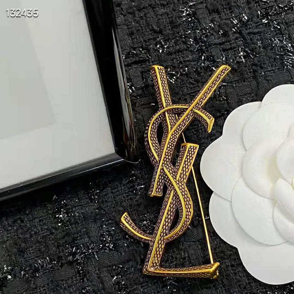 Saint Laurent YSL Women Opyum Ysl Snake Brooch in Metal