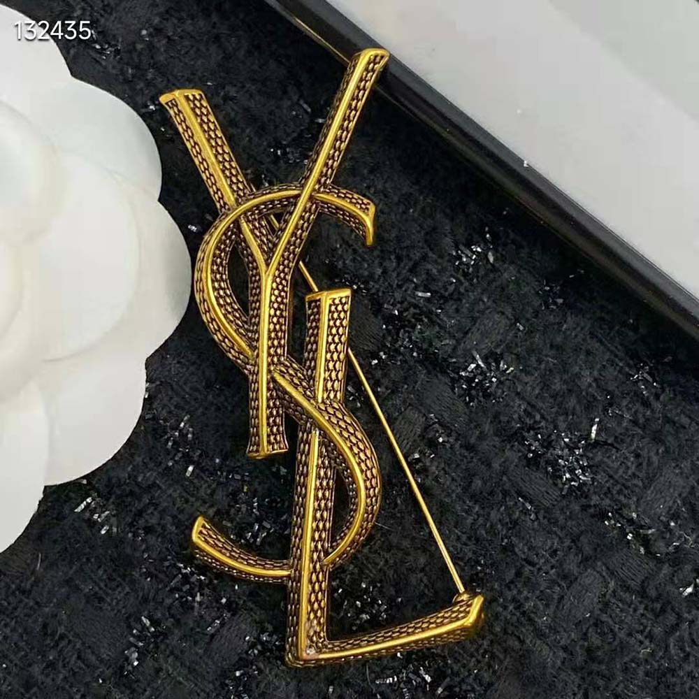 Saint Laurent YSL Women Opyum Ysl Snake Brooch in Metal