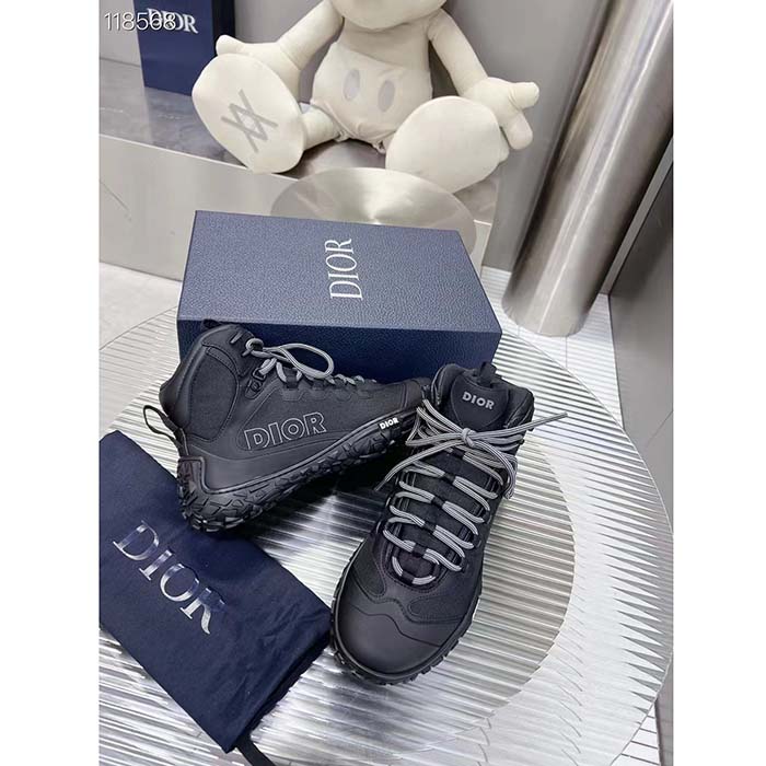 Dior Unisex Shoes CD Diorizon Hiking Boot Black Technical Mesh Black Rubber
